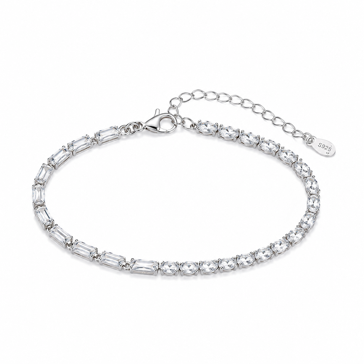 Crystal Square Tennis Bracelet | 925 Silver