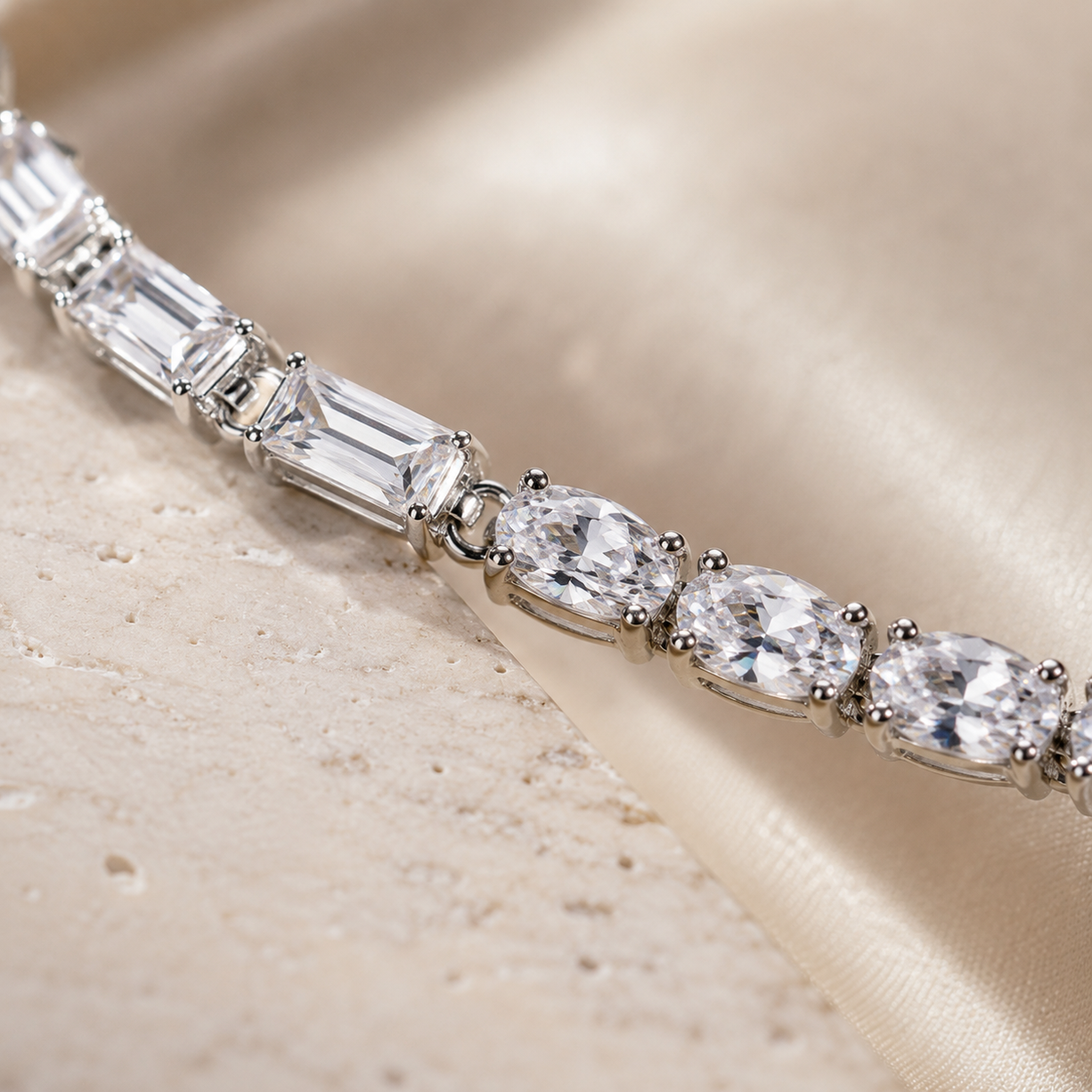 Crystal Square Tennis Bracelet | 925 Silver