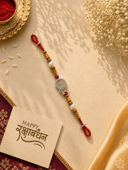 Divine Om Leaf Silver Rakhi