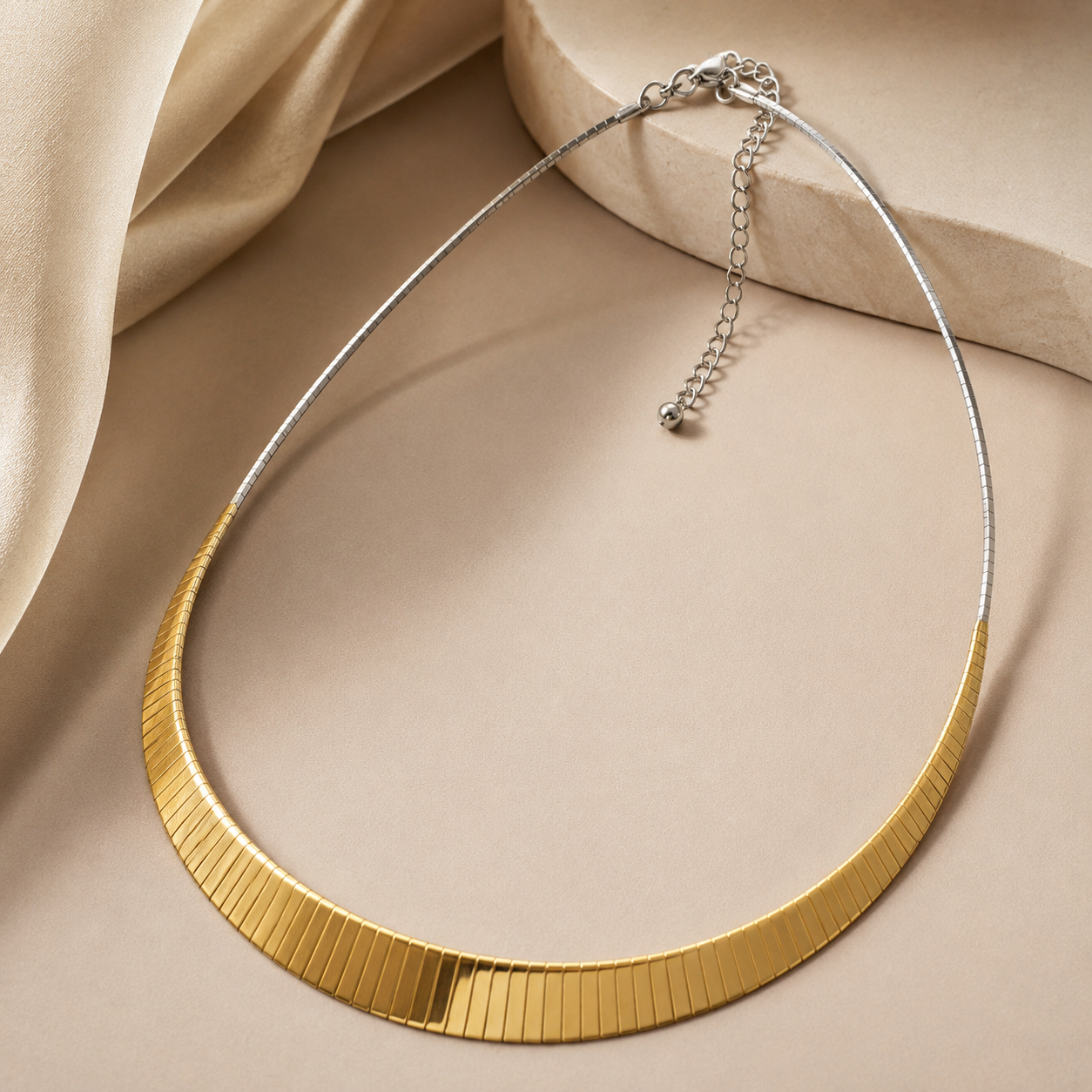 Dual Tone Sleek Omega Necklace | 925 Silver