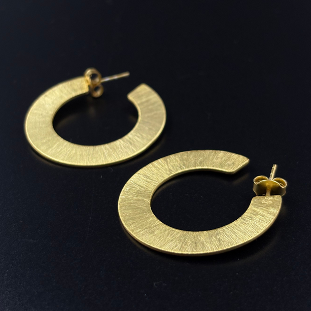 Textured Gold Hoop Earrings | 925 Silver