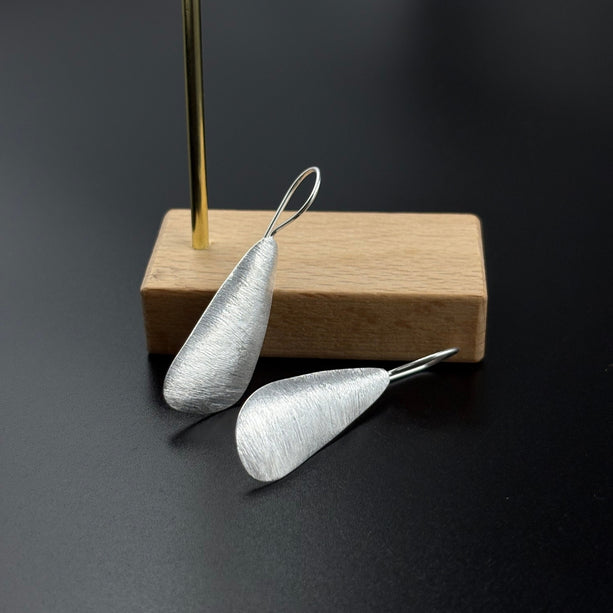 Silver Matte Teardrop Earrings | 925 Silver