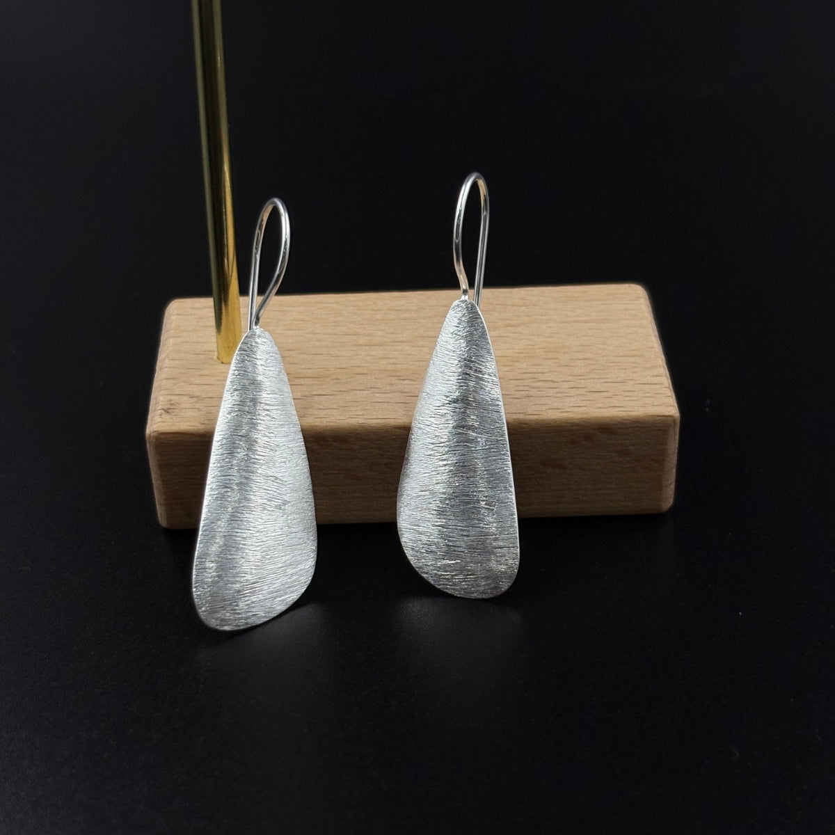 Silver Matte Teardrop Earrings | 925 Silver