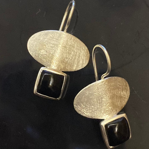 Black Silver Danglers | 925 Silver