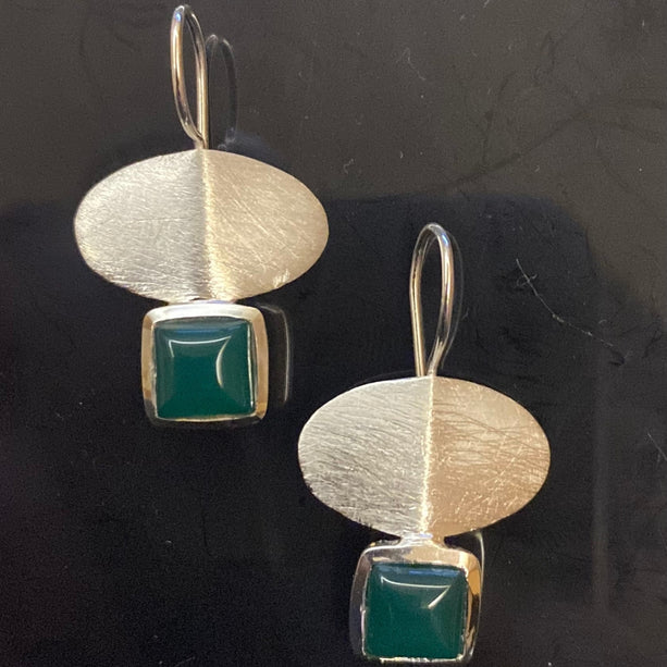 Green Silver Danglers | 925 Silver
