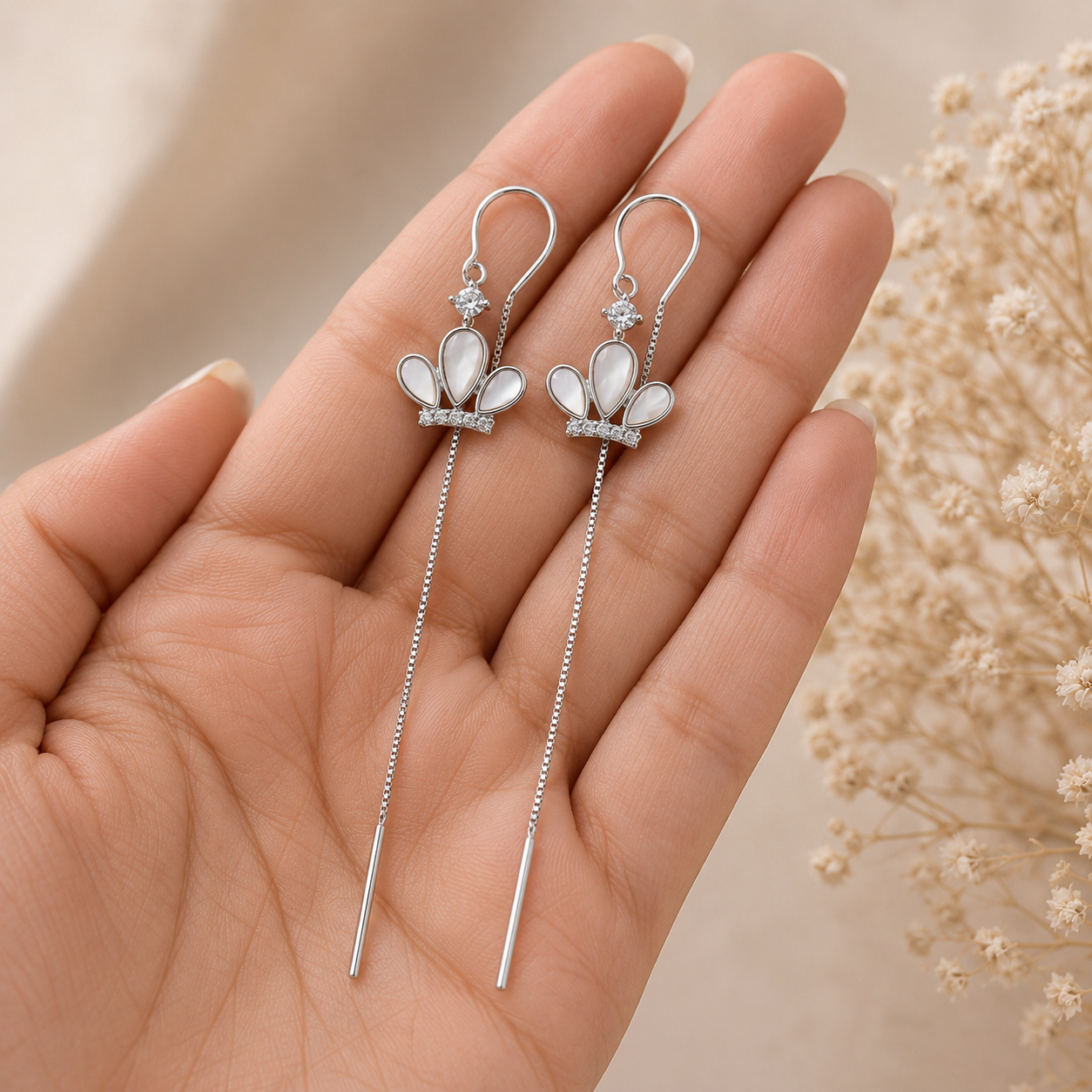 Flutter Pearl Trail Earrings | 925 Silver
