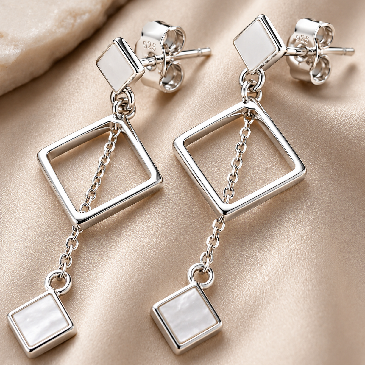 GeoCharm Silver Earrings | 925 Silver