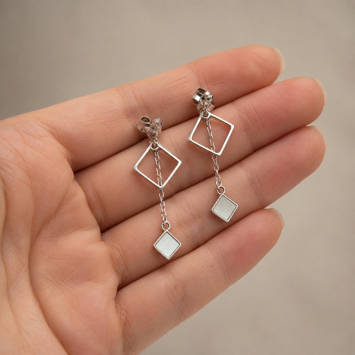 GeoCharm Silver Earrings | 925 Silver