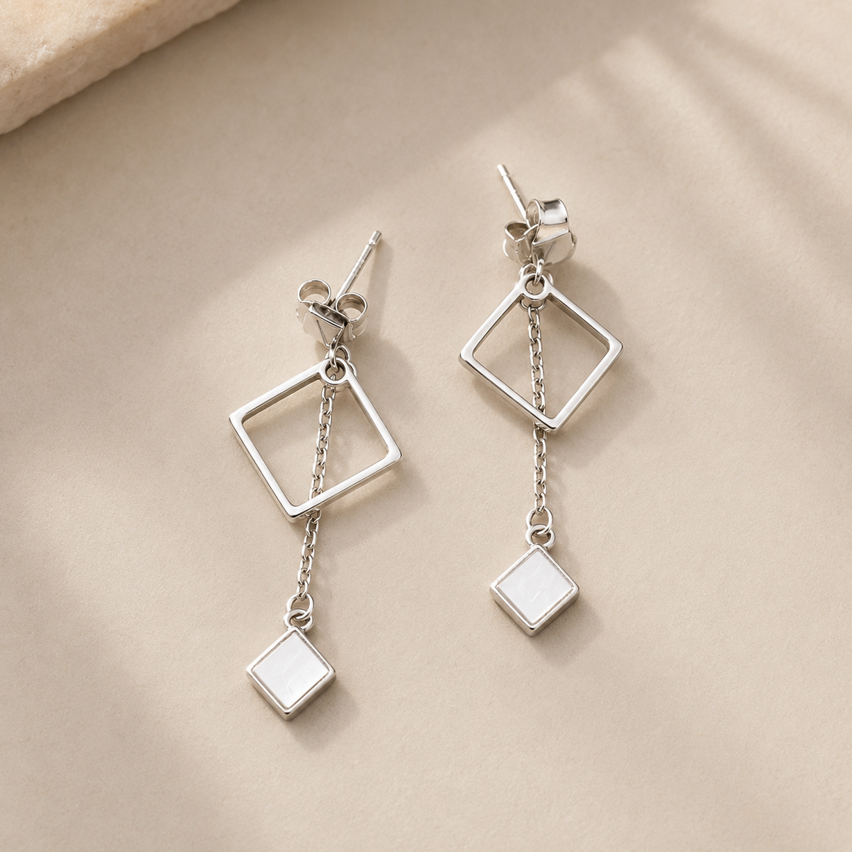 GeoCharm Silver Earrings | 925 Silver