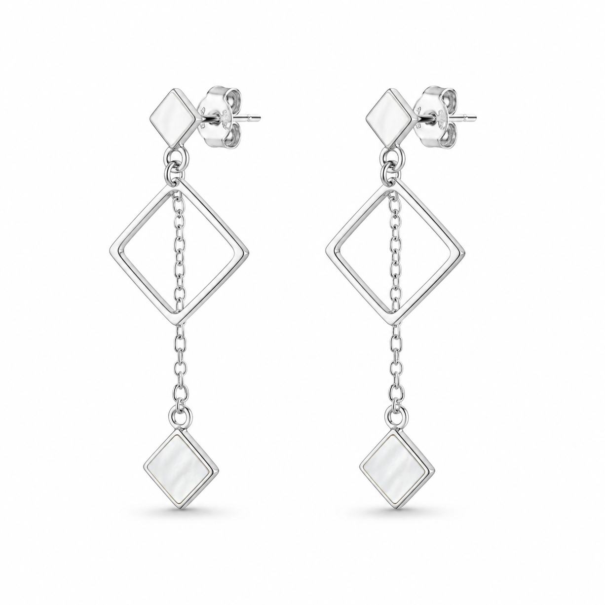 GeoCharm Silver Earrings | 925 Silver