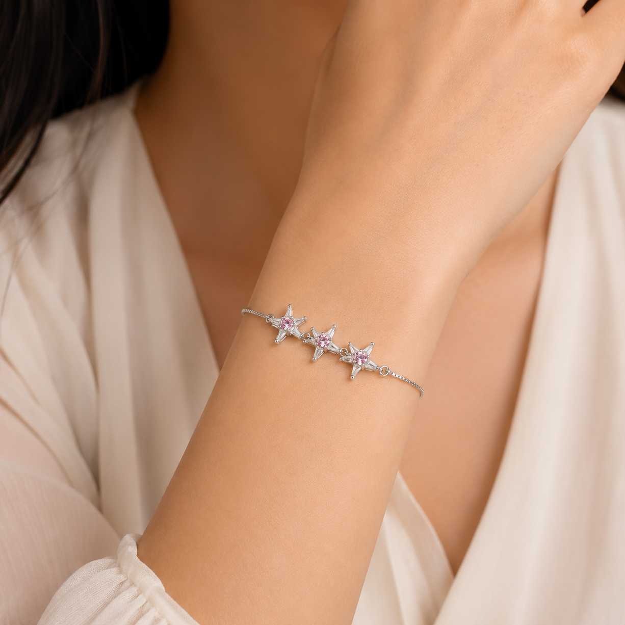 Gilded Grace Pink Heritage Hand Ornament | 925 Silver