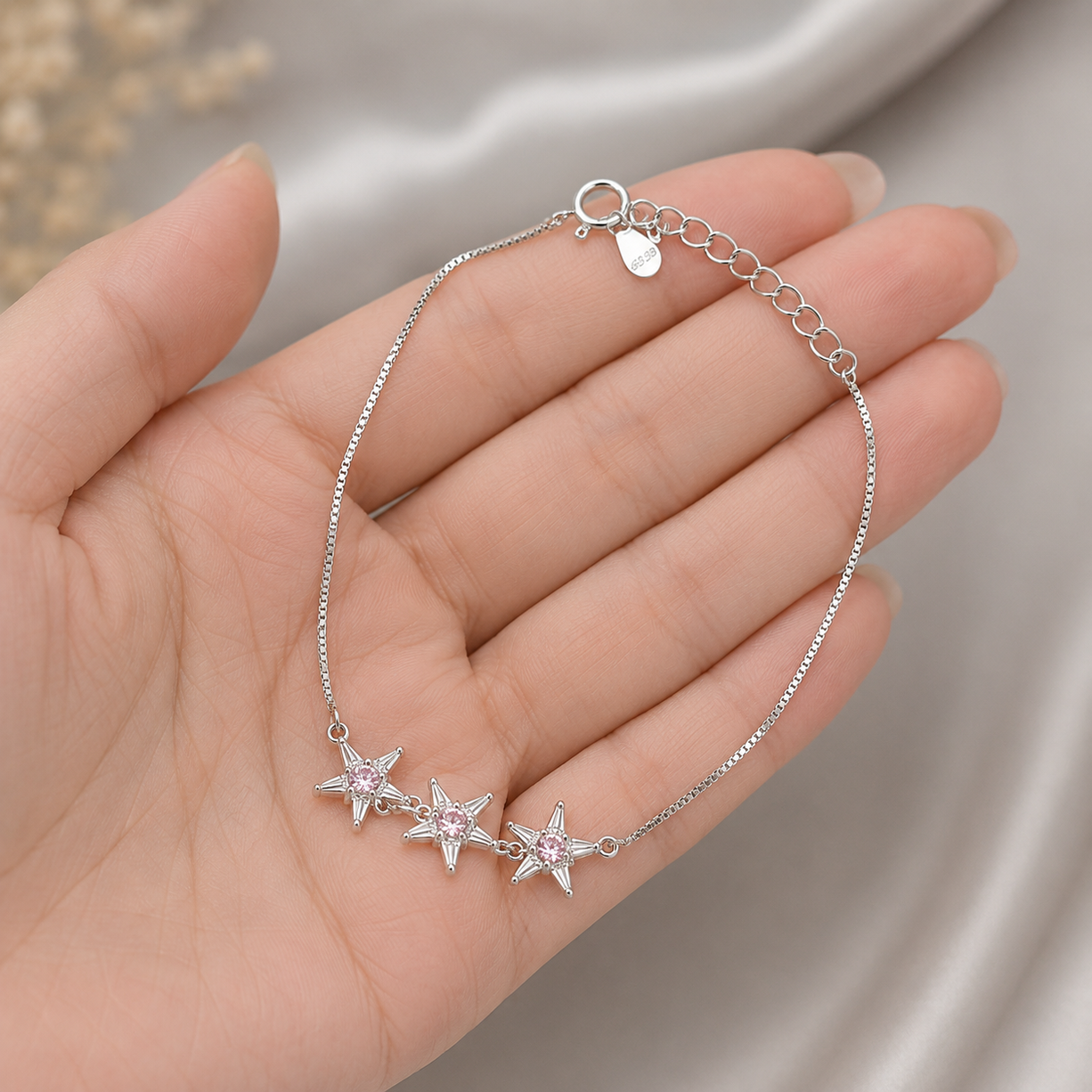 Gilded Grace Pink Heritage Hand Ornament | 925 Silver