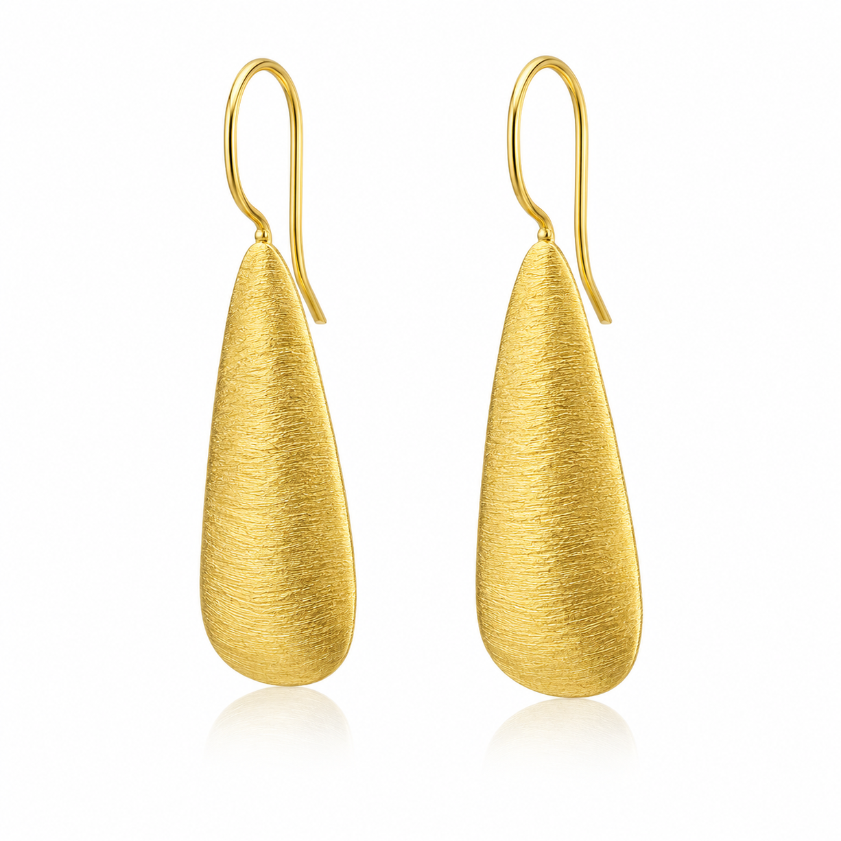 Gold Matte Teardrop Earrings | 925 Silver