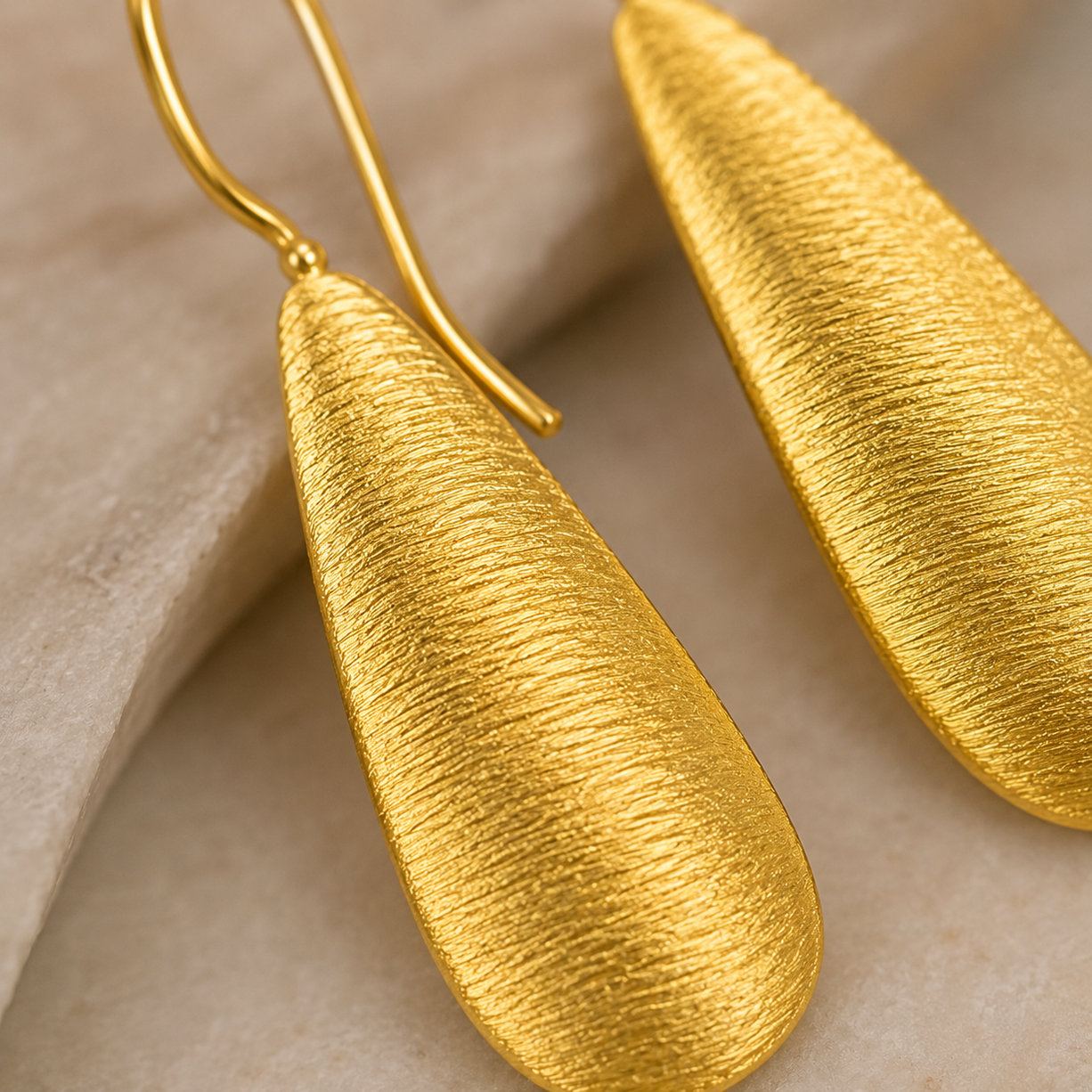 Gold Matte Teardrop Earrings | 925 Silver