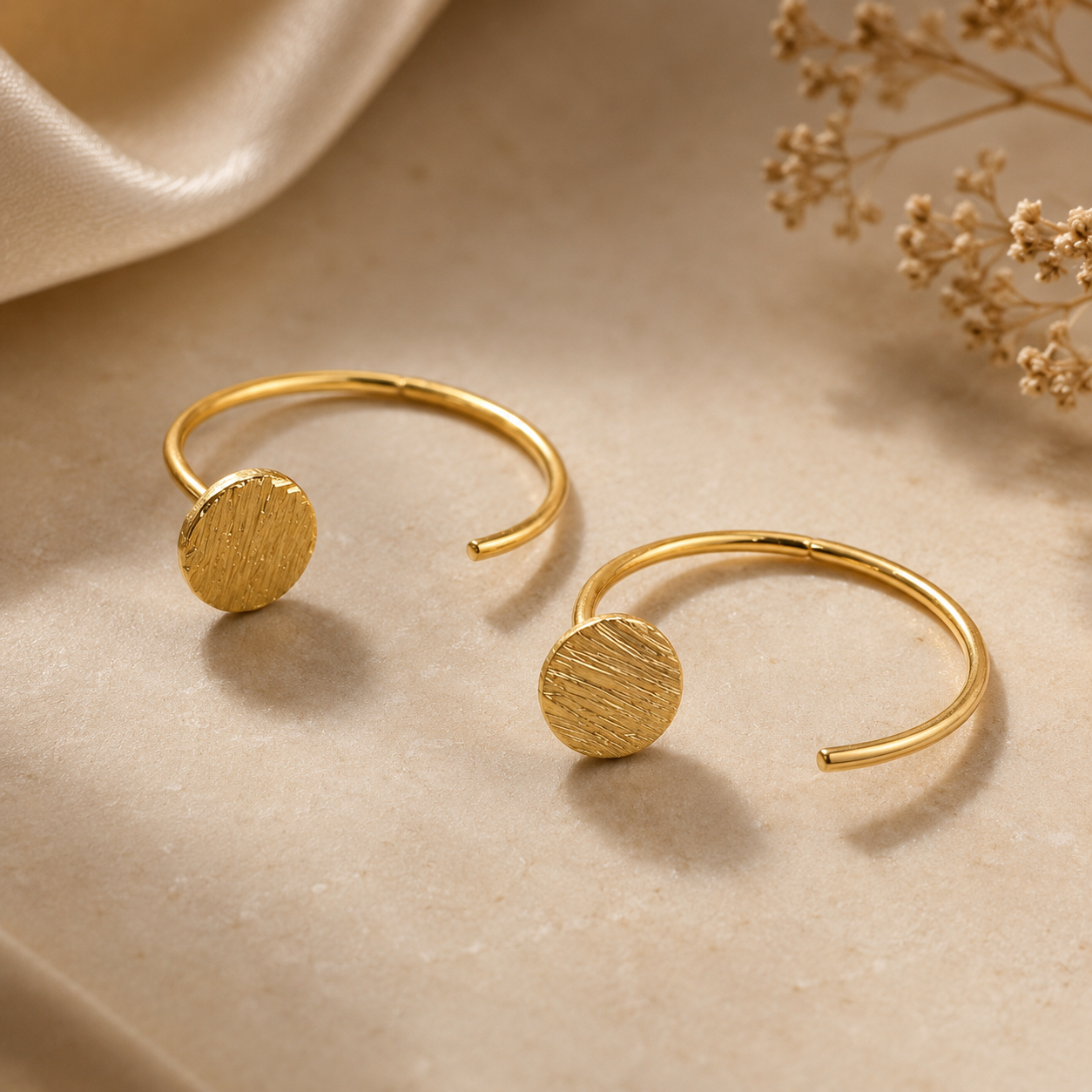 Golden Disc Mini Hoop Earrings | 925 Silver