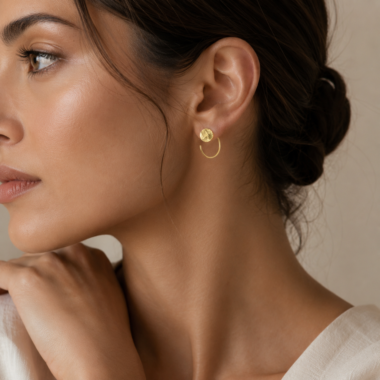 Golden Disc Mini Hoop Earrings | 925 Silver