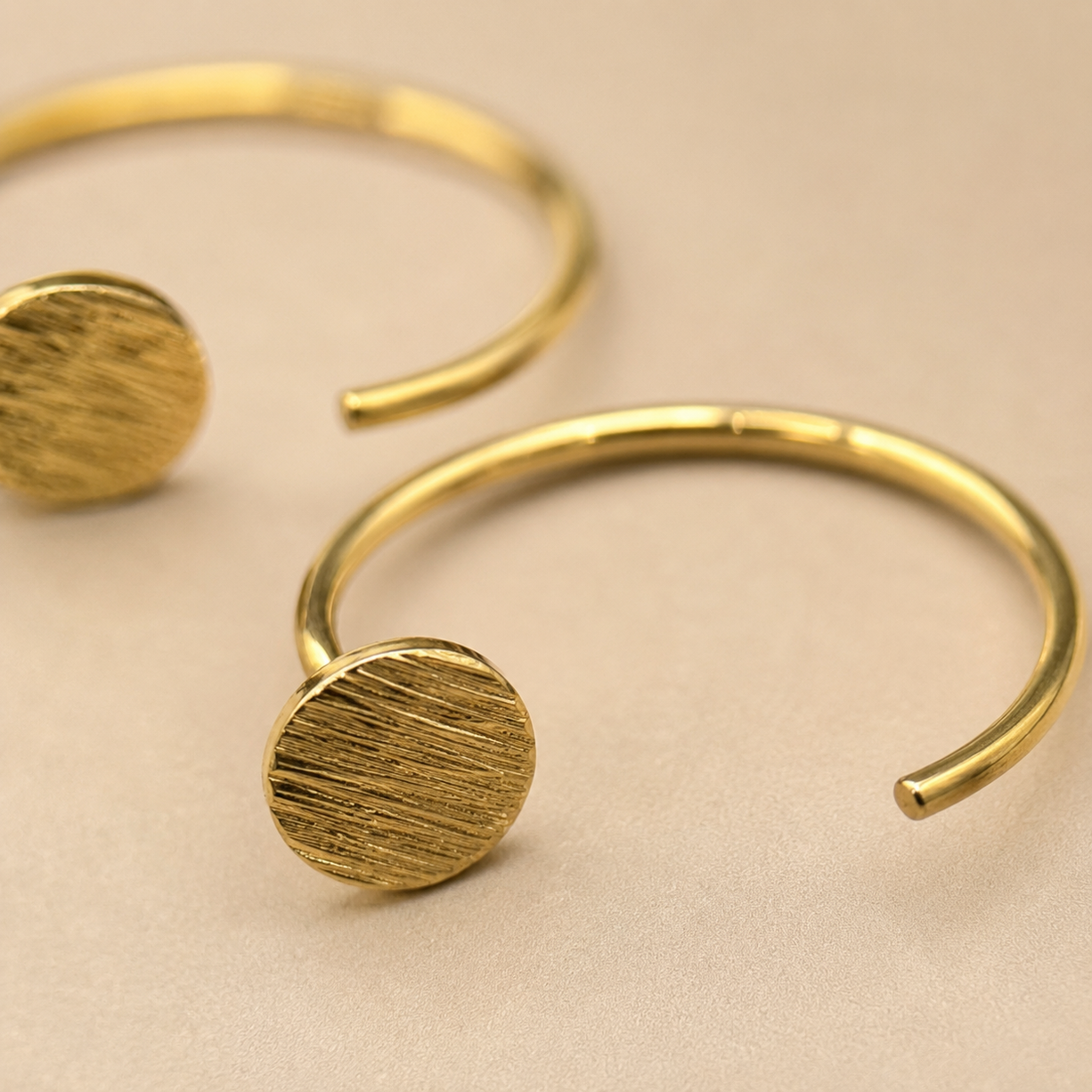 Golden Disc Mini Hoop Earrings | 925 Silver