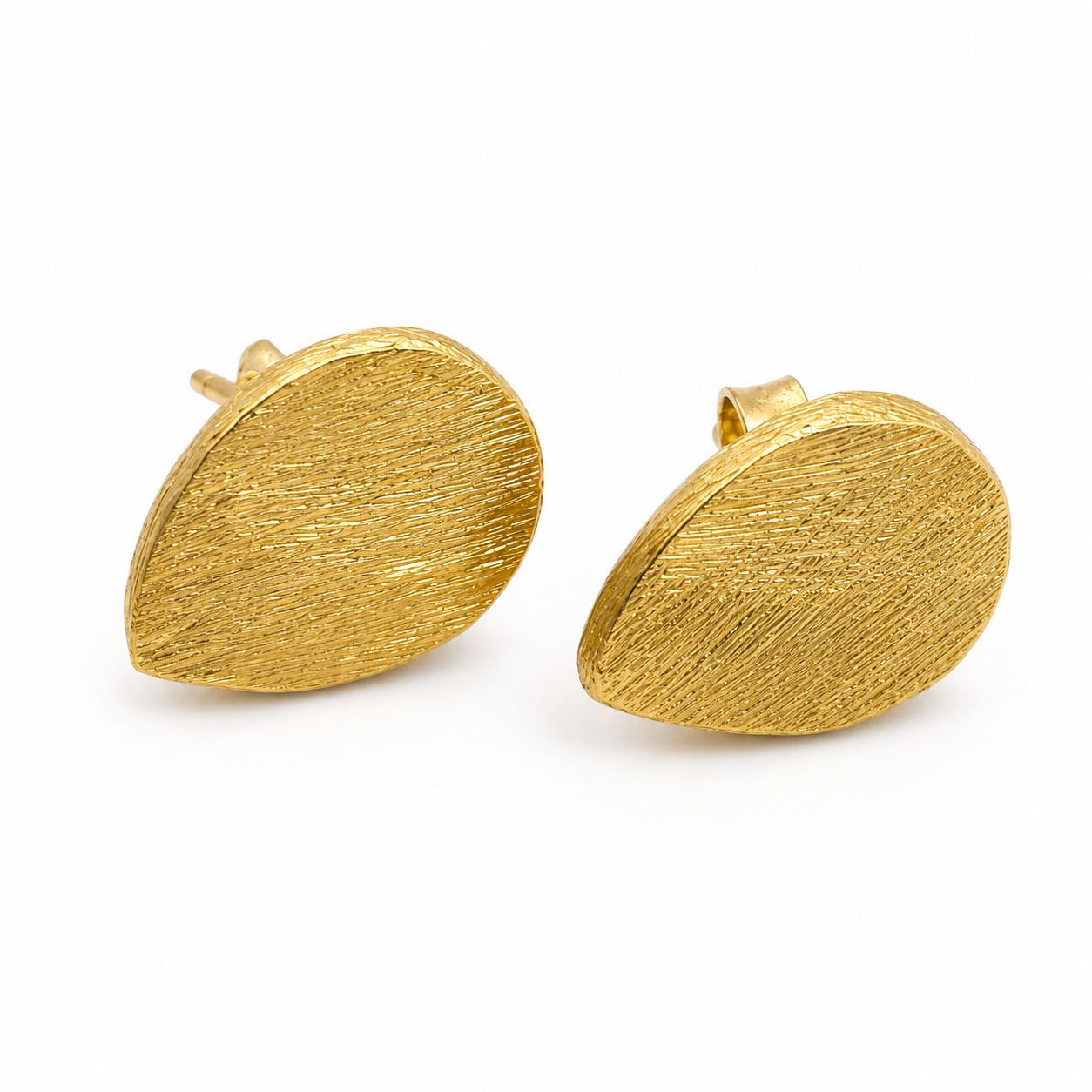 Golden Drop Stud Earrings | 925 Silver