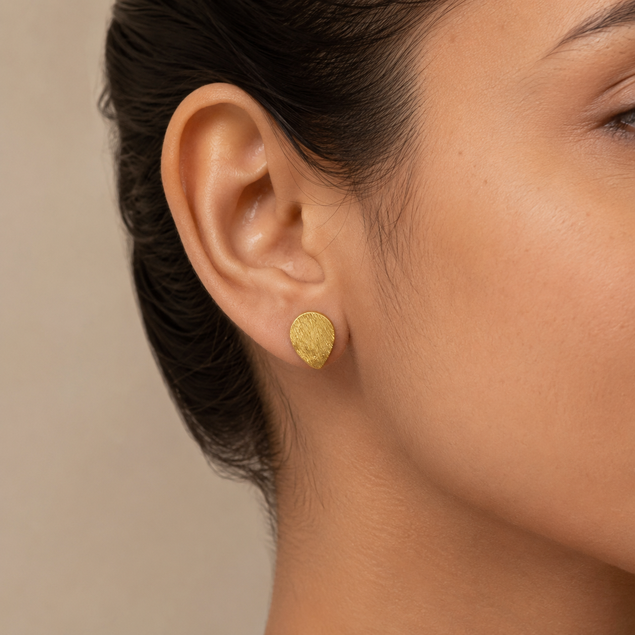 Golden Drop Stud Earrings | 925 Silver