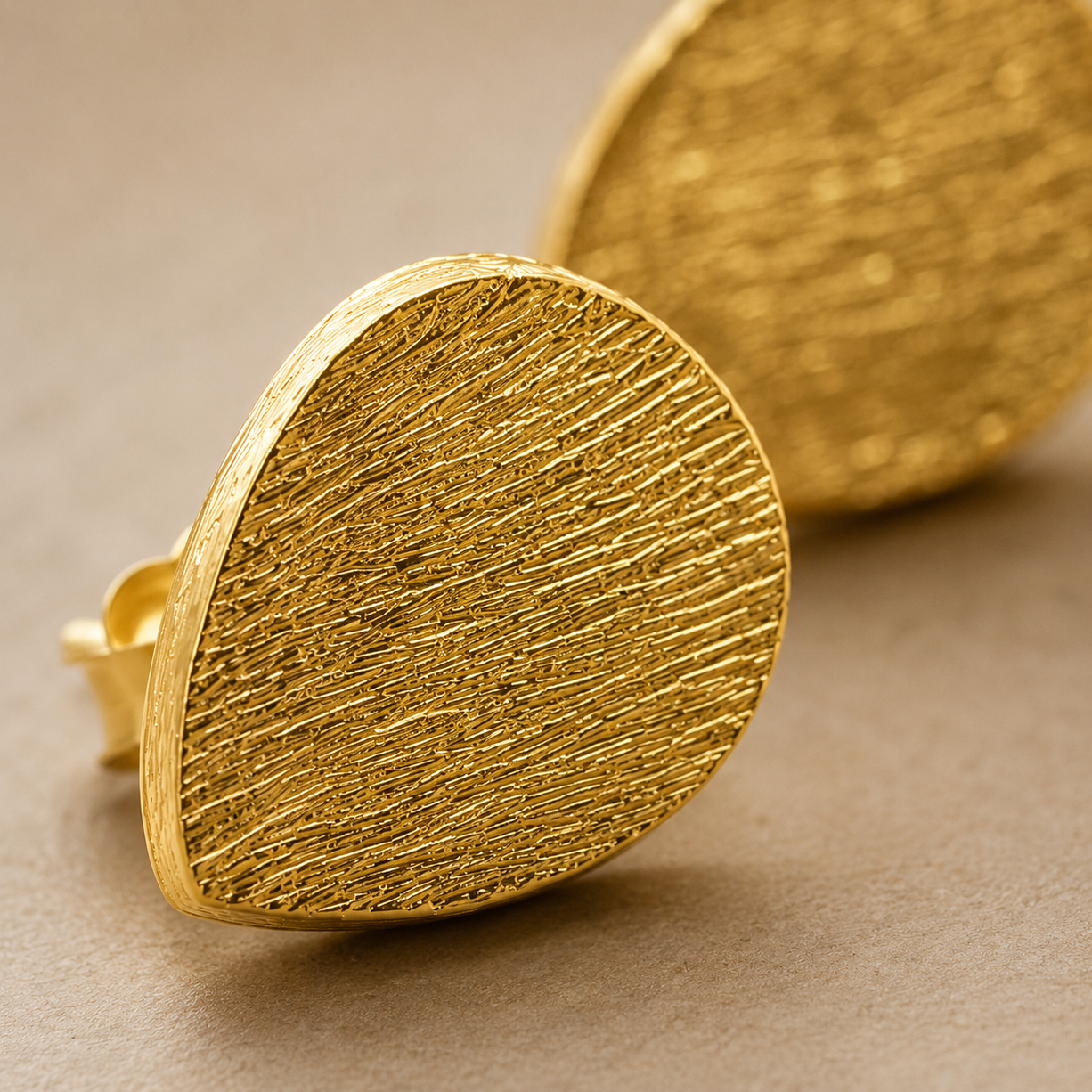 Golden Drop Stud Earrings | 925 Silver