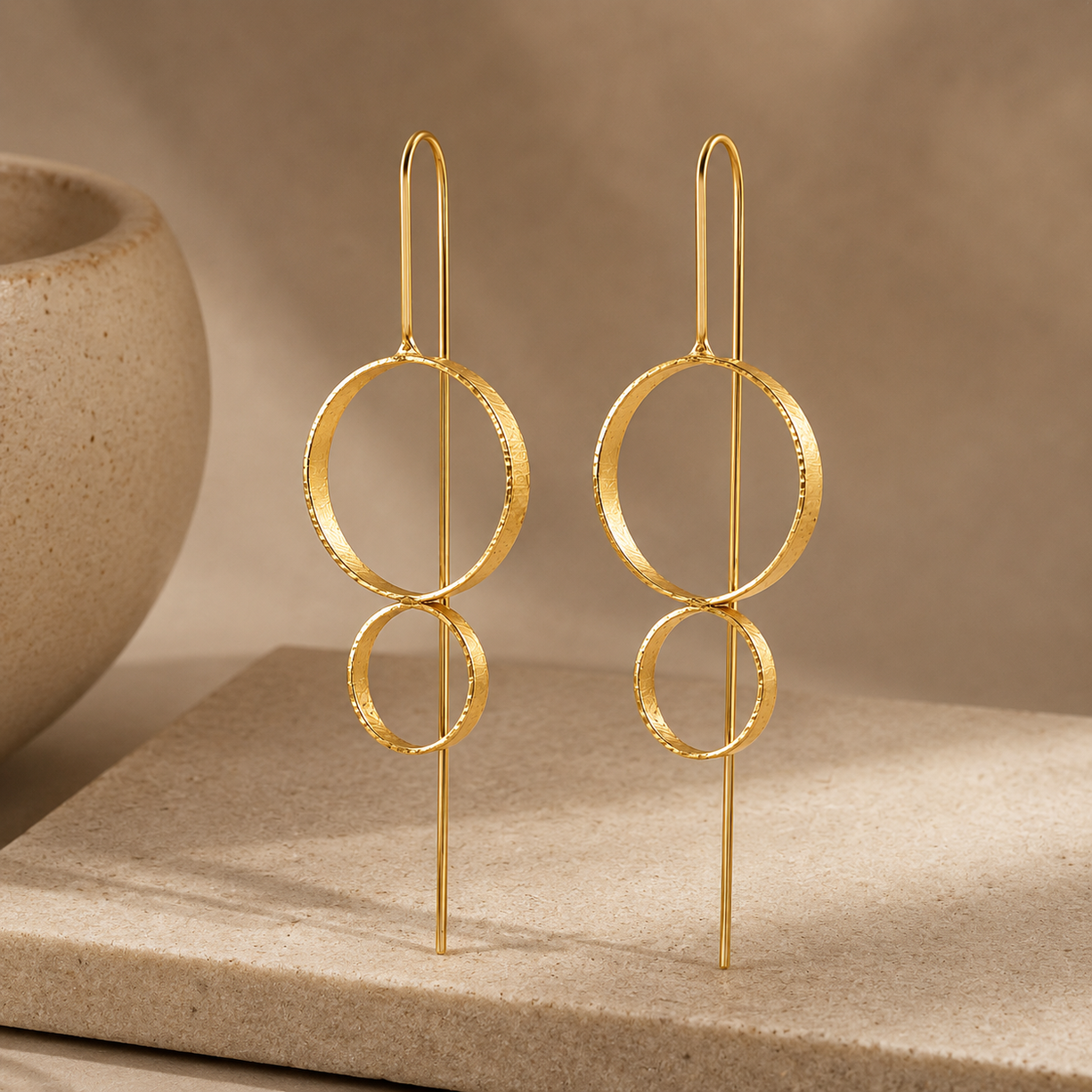 Golden Geo Threader Earrings | 925 Silver