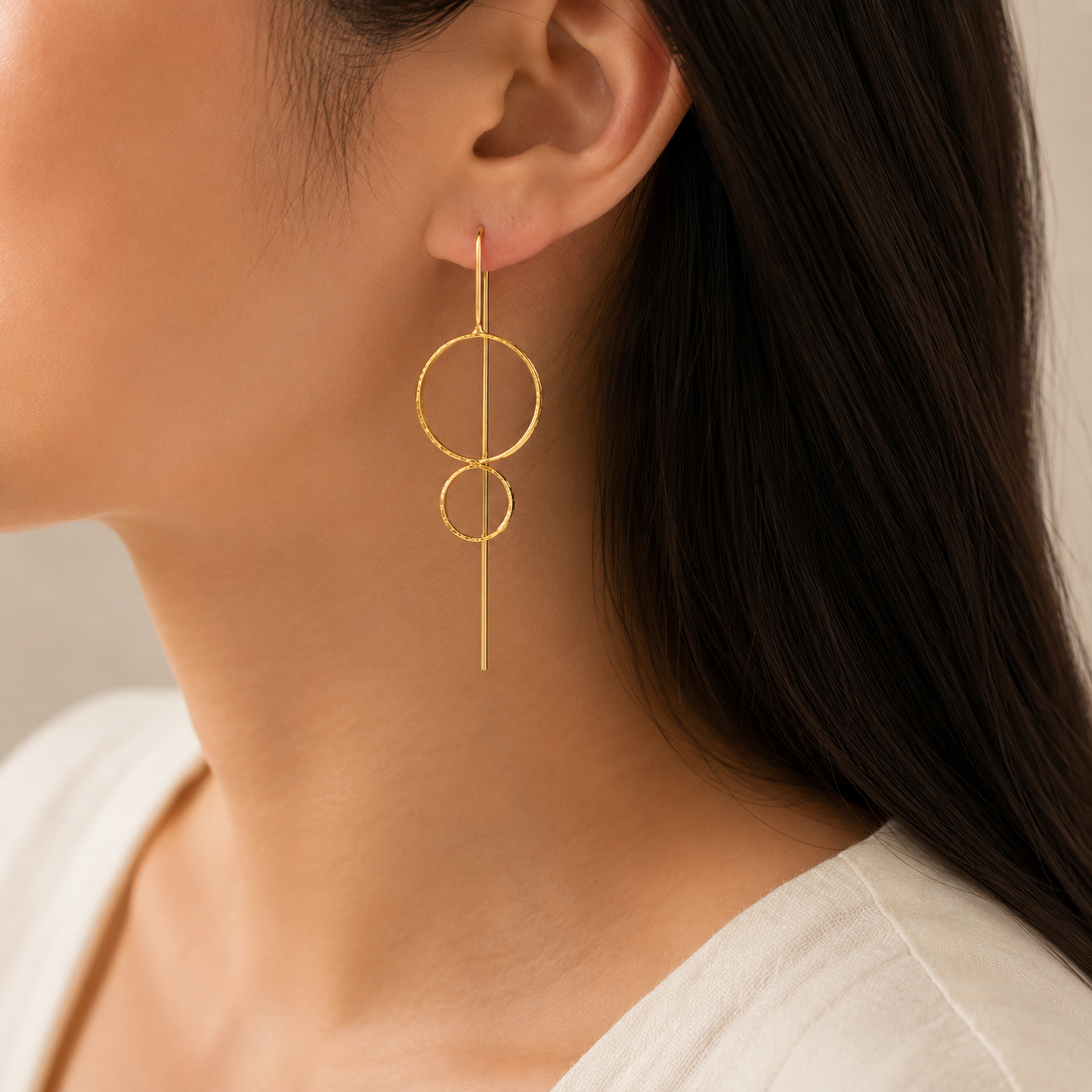 Golden Geo Threader Earrings | 925 Silver