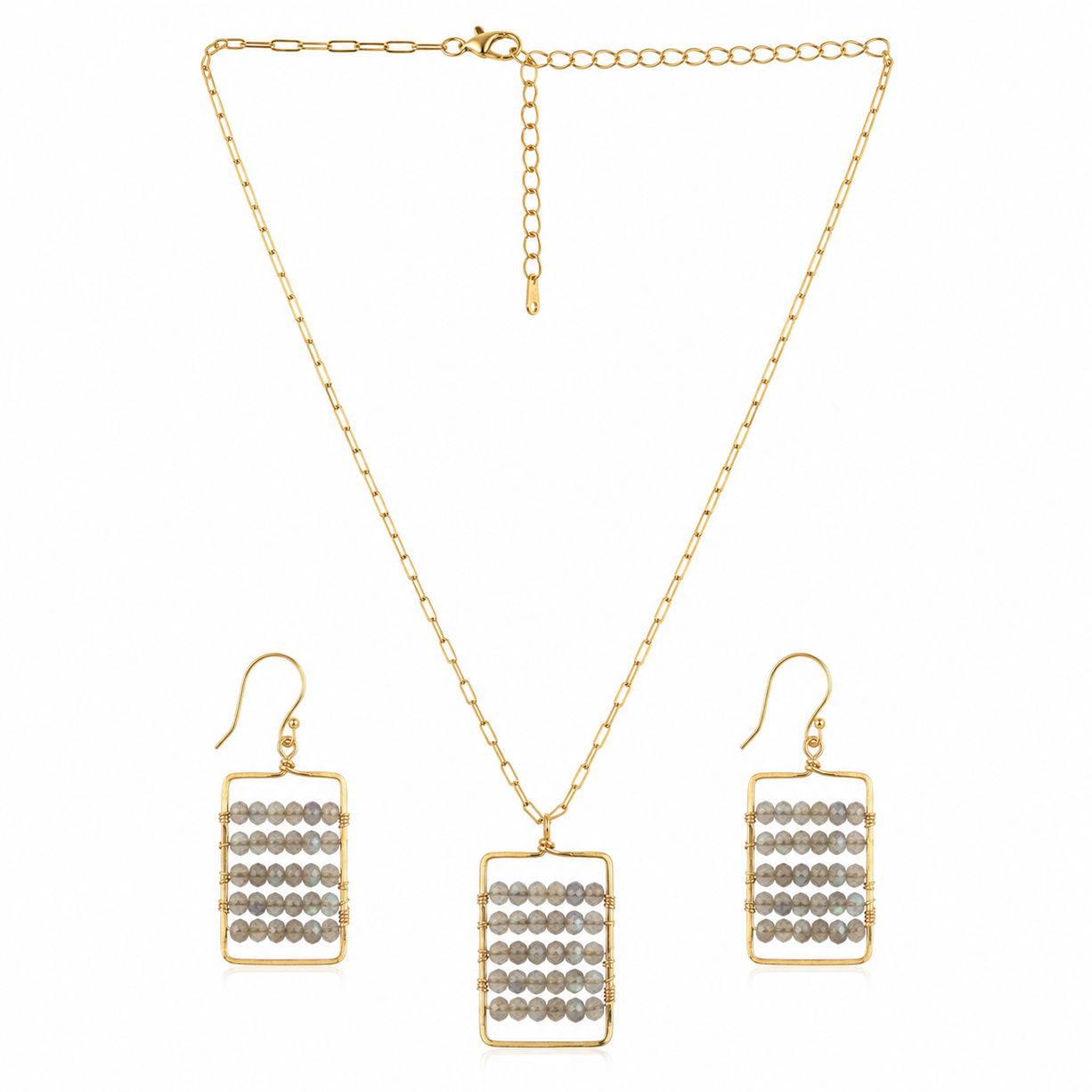 Golden Grid Elegance Set | 925 Silver
