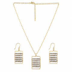 Golden Grid Elegance Set | 925 Silver