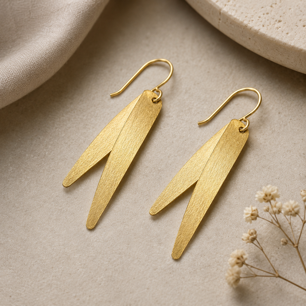 Golden Leaf Drop Earrings | 925 Silver