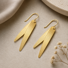 Golden Leaf Drop Earrings | 925 Silver