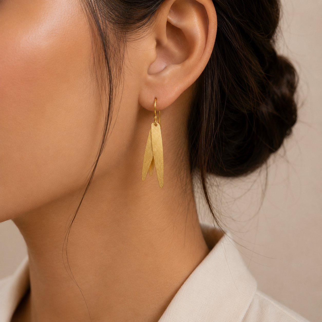 Golden Leaf Drop Earrings | 925 Silver