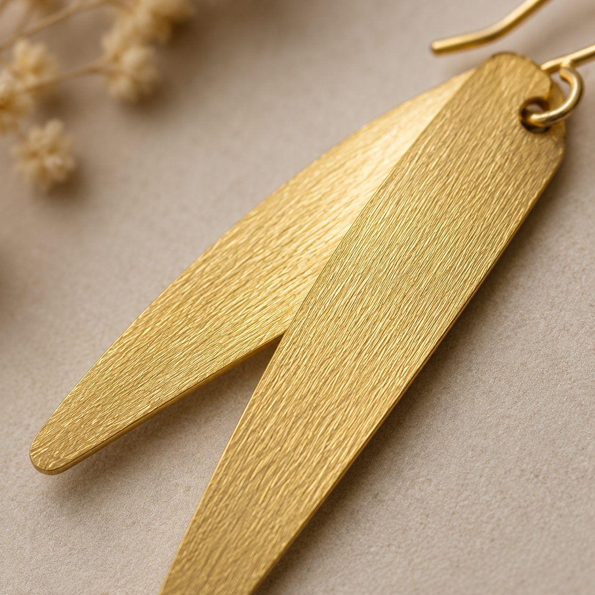 Golden Leaf Drop Earrings | 925 Silver