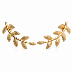 Golden Leaf Ear Climber Earrings | 925 Silver