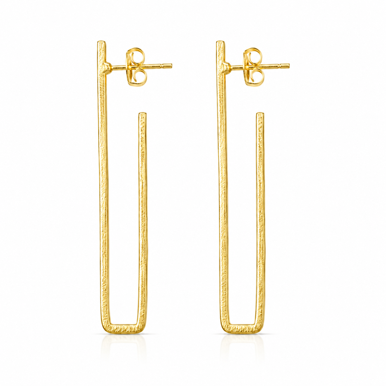 Golden Rectangle Drop Earing | 925 Silver