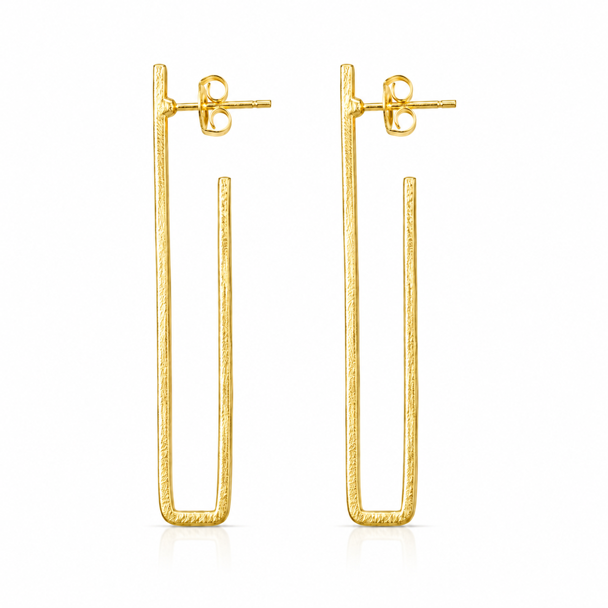 Golden Rectangle Drop Earing | 925 Silver