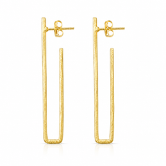 Golden Rectangle Drop Earing | 925 Silver