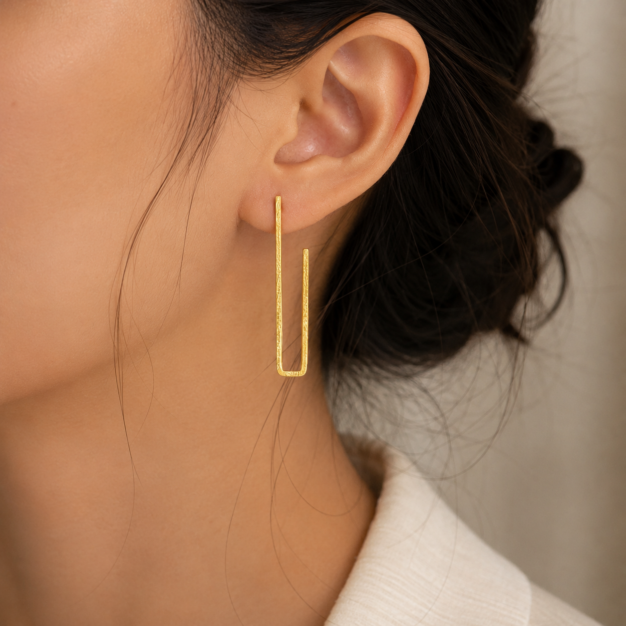 Golden Rectangle Drop Earing | 925 Silver
