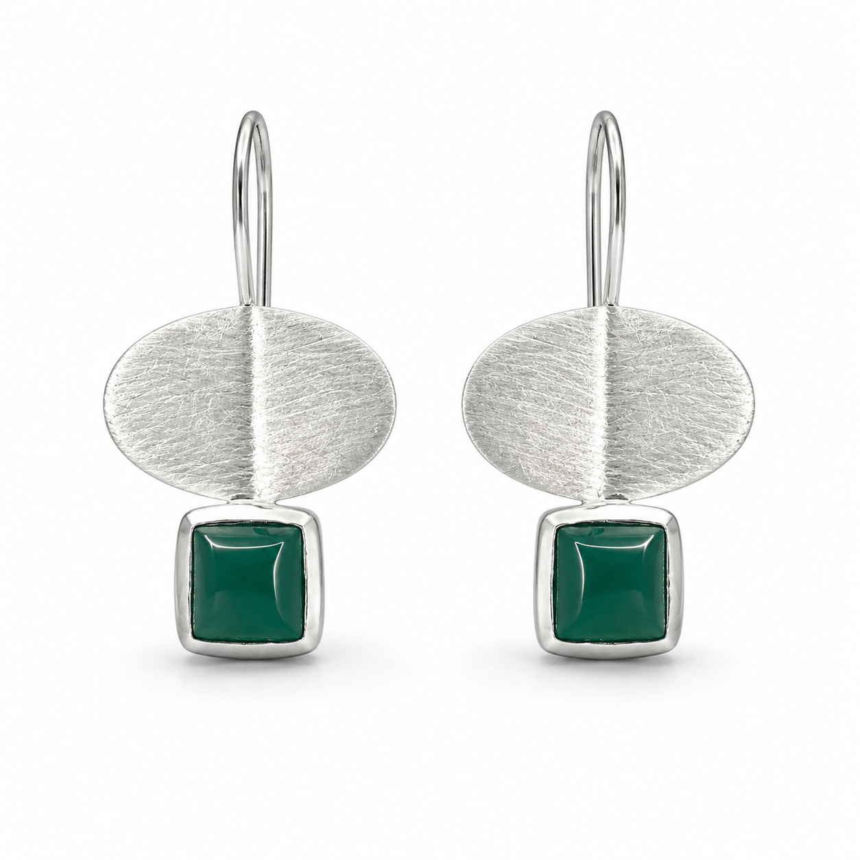 Green Silver Danglers | 925 Silver