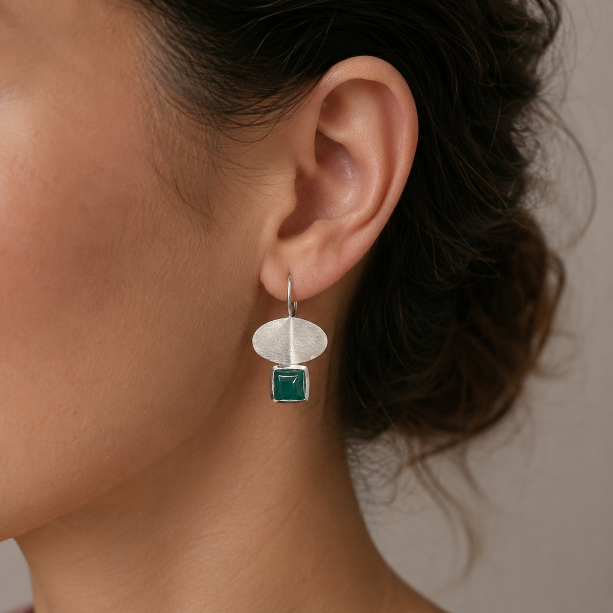 Green Silver Danglers | 925 Silver