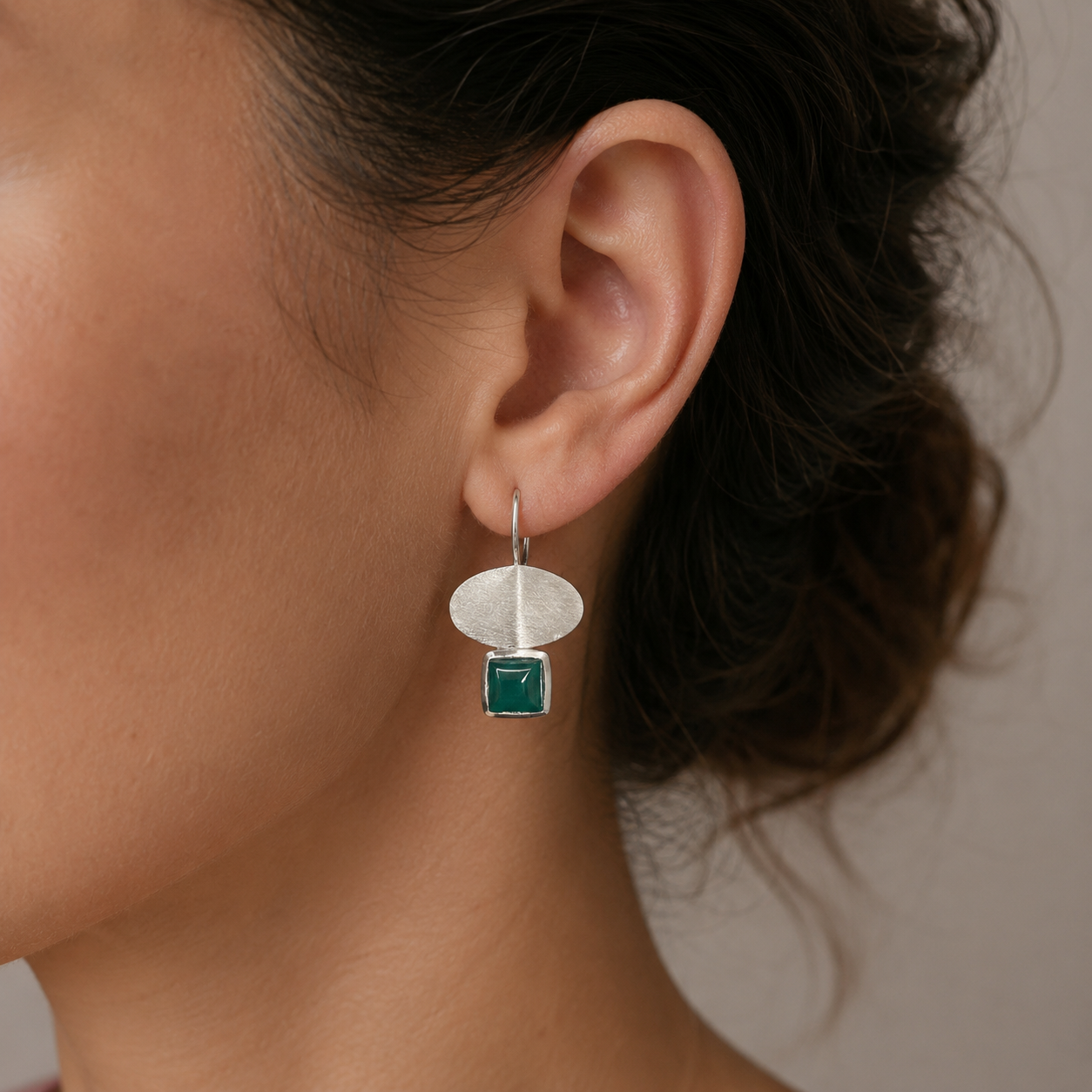Green Silver Danglers | 925 Silver