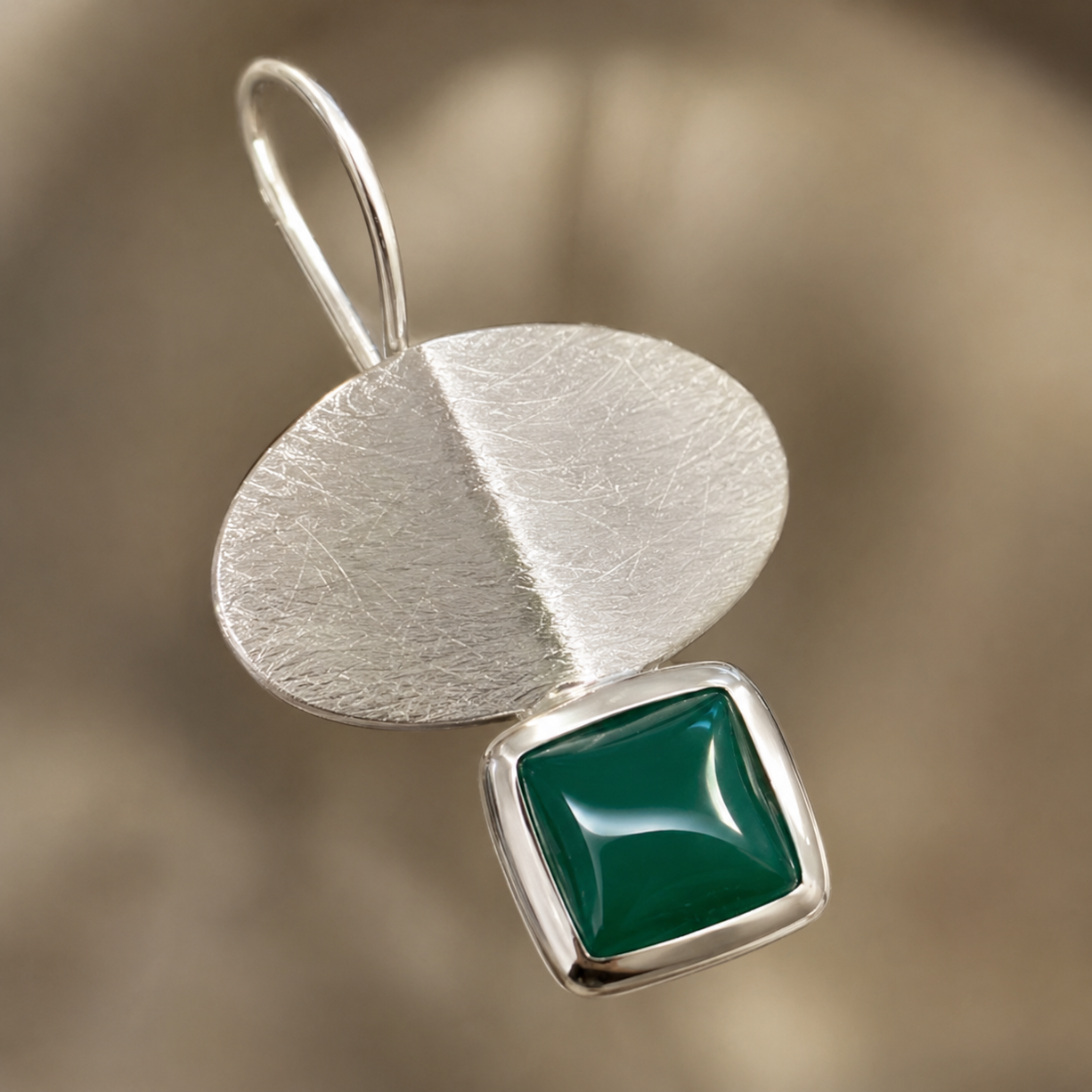 Green Silver Danglers | 925 Silver