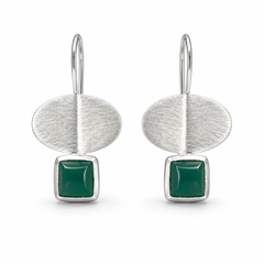 Green Silver Danglers | 925 Silver