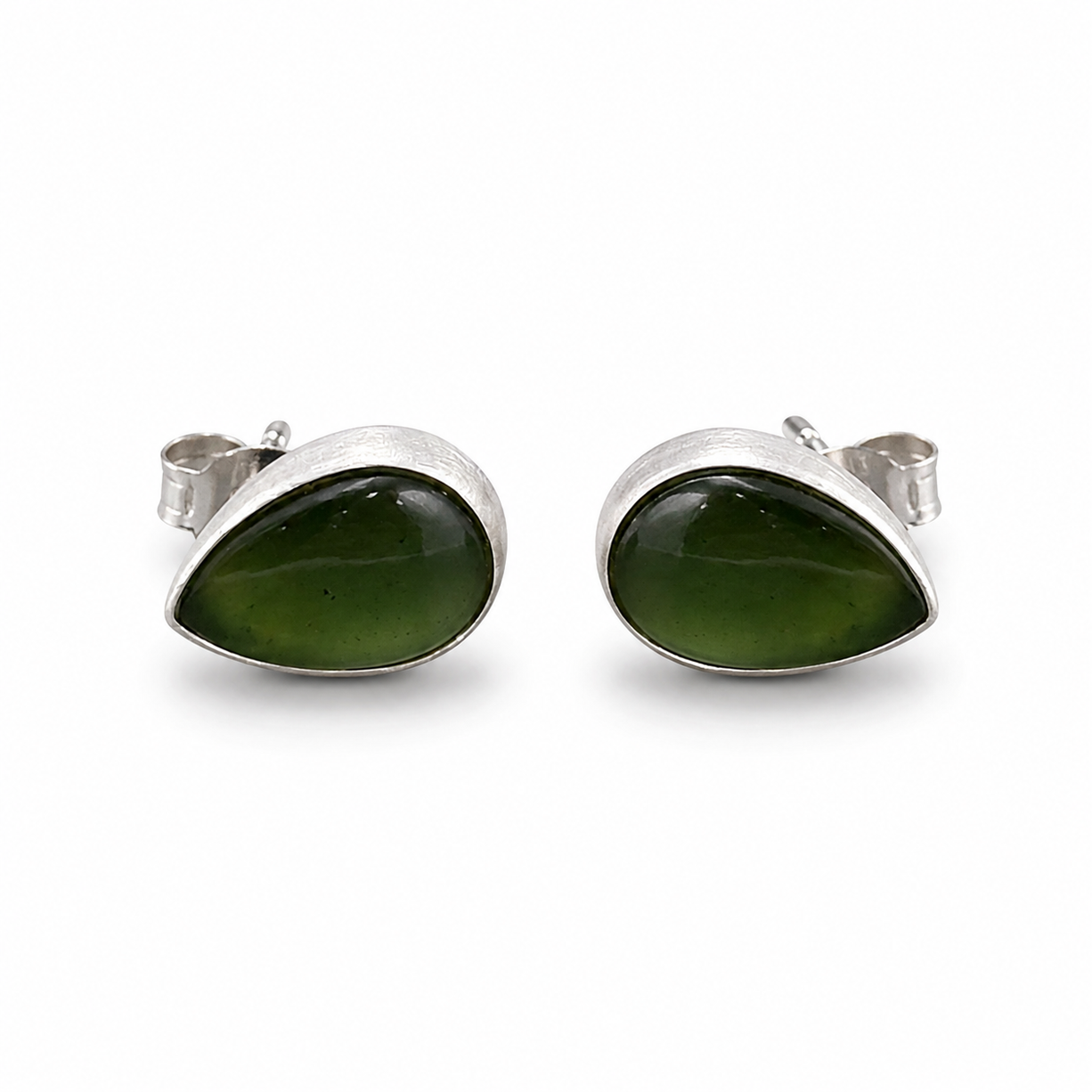 Green Teardrop Stone Stud Earrings | 925 Silver