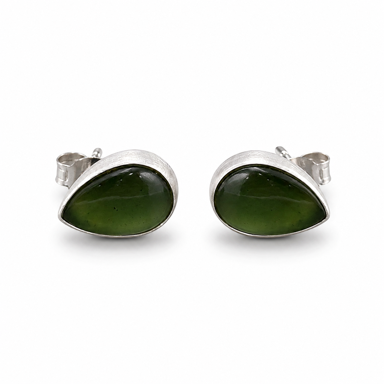Green Teardrop Stone Stud Earrings | 925 Silver