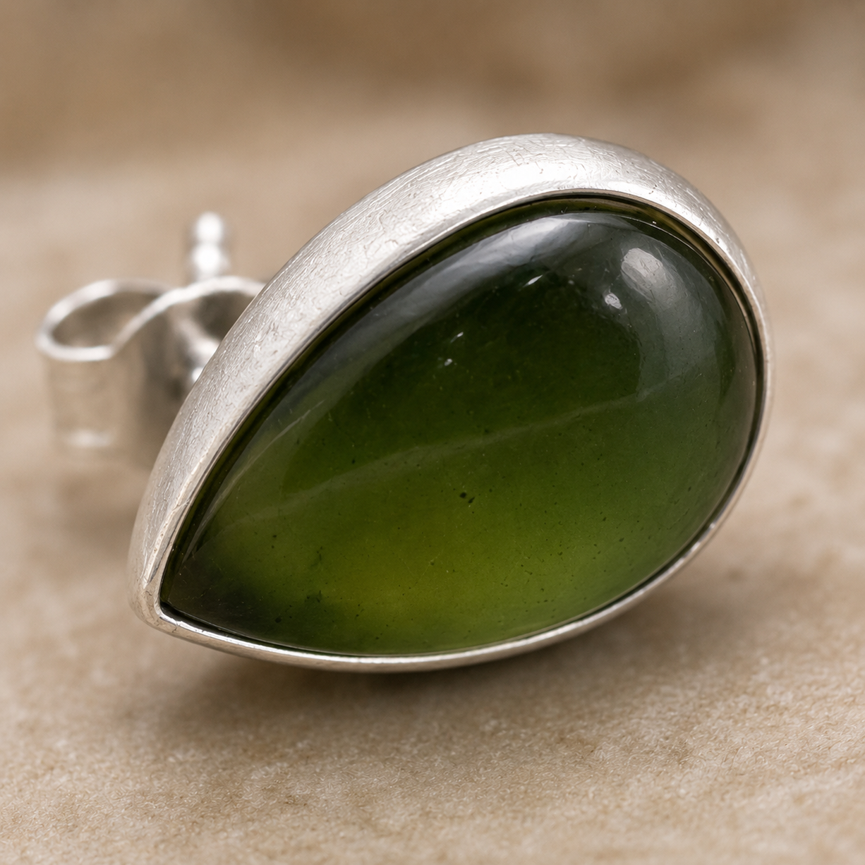 Green Teardrop Stone Stud Earrings | 925 Silver