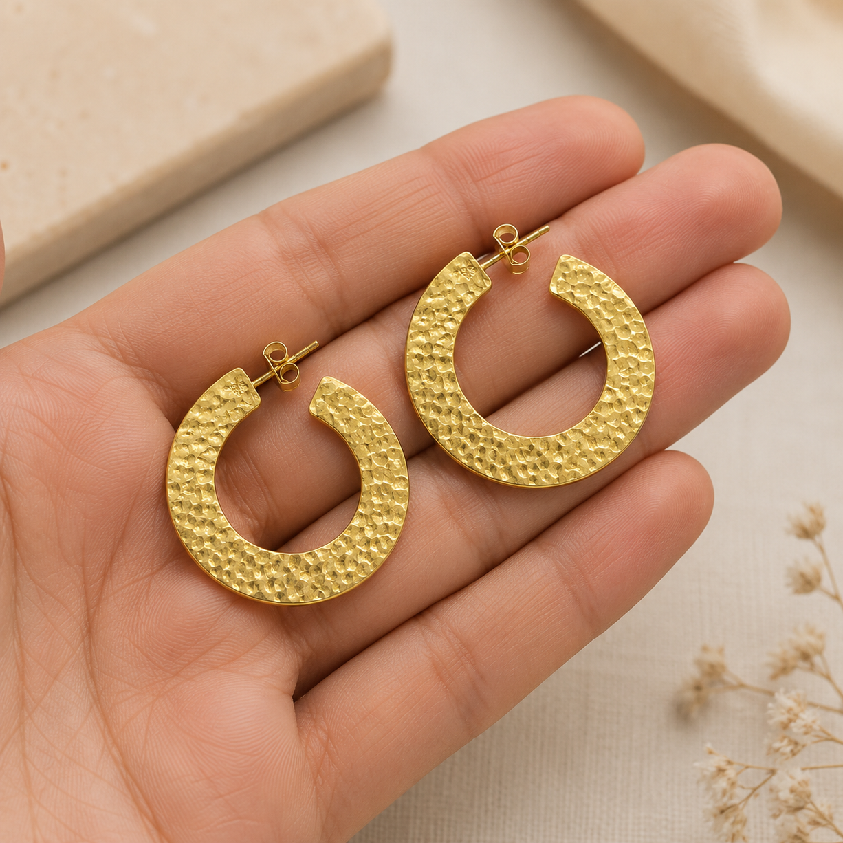 HAMMERD Gold Hoop Earrings | 925 Silver