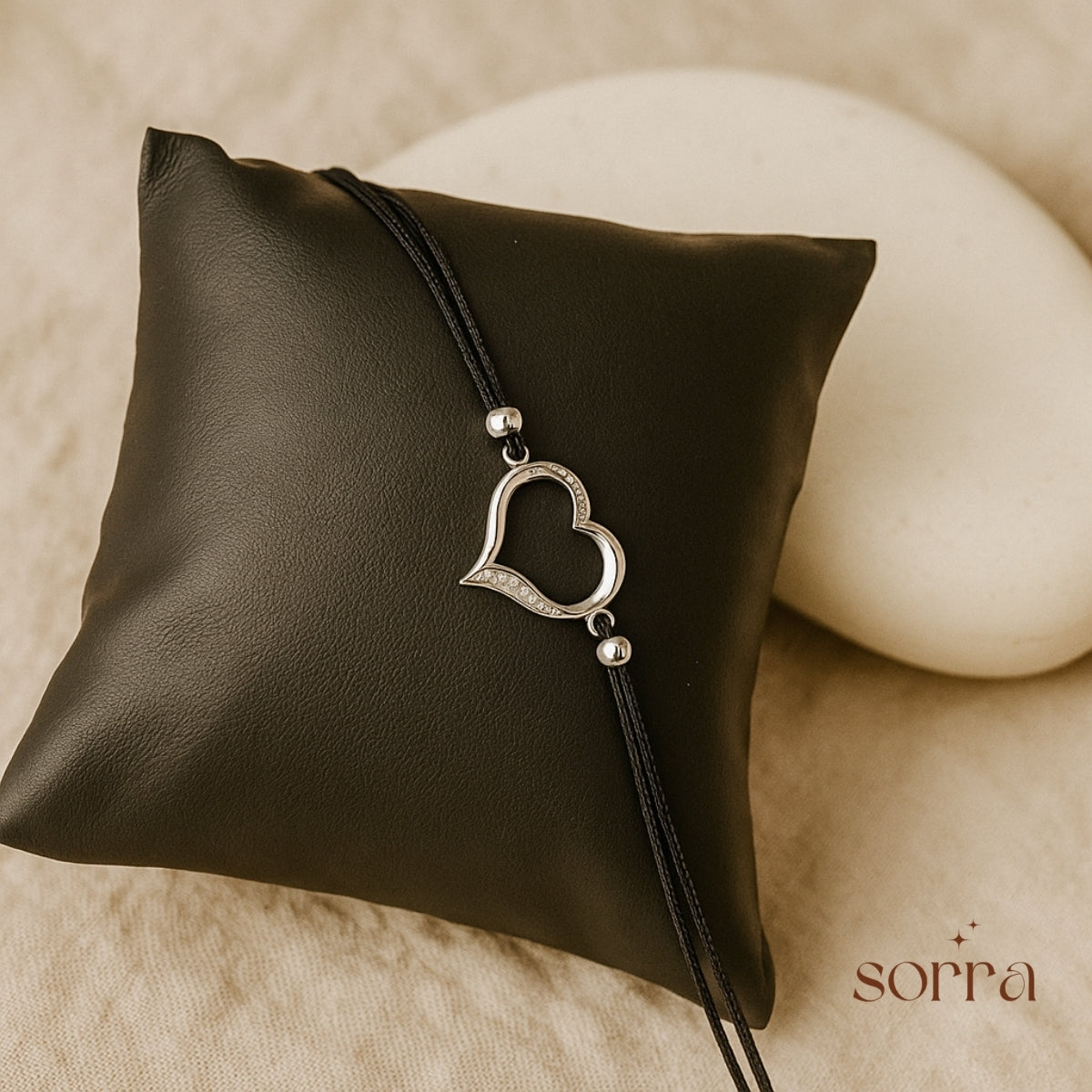 Minimal Heart Cord Bracelet | 925 Silver