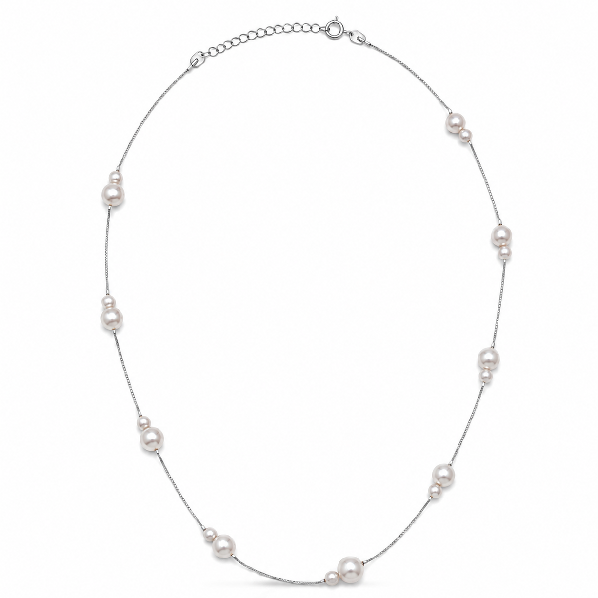 Lustre Line Delicate Pearl Necklace | 925 Silver