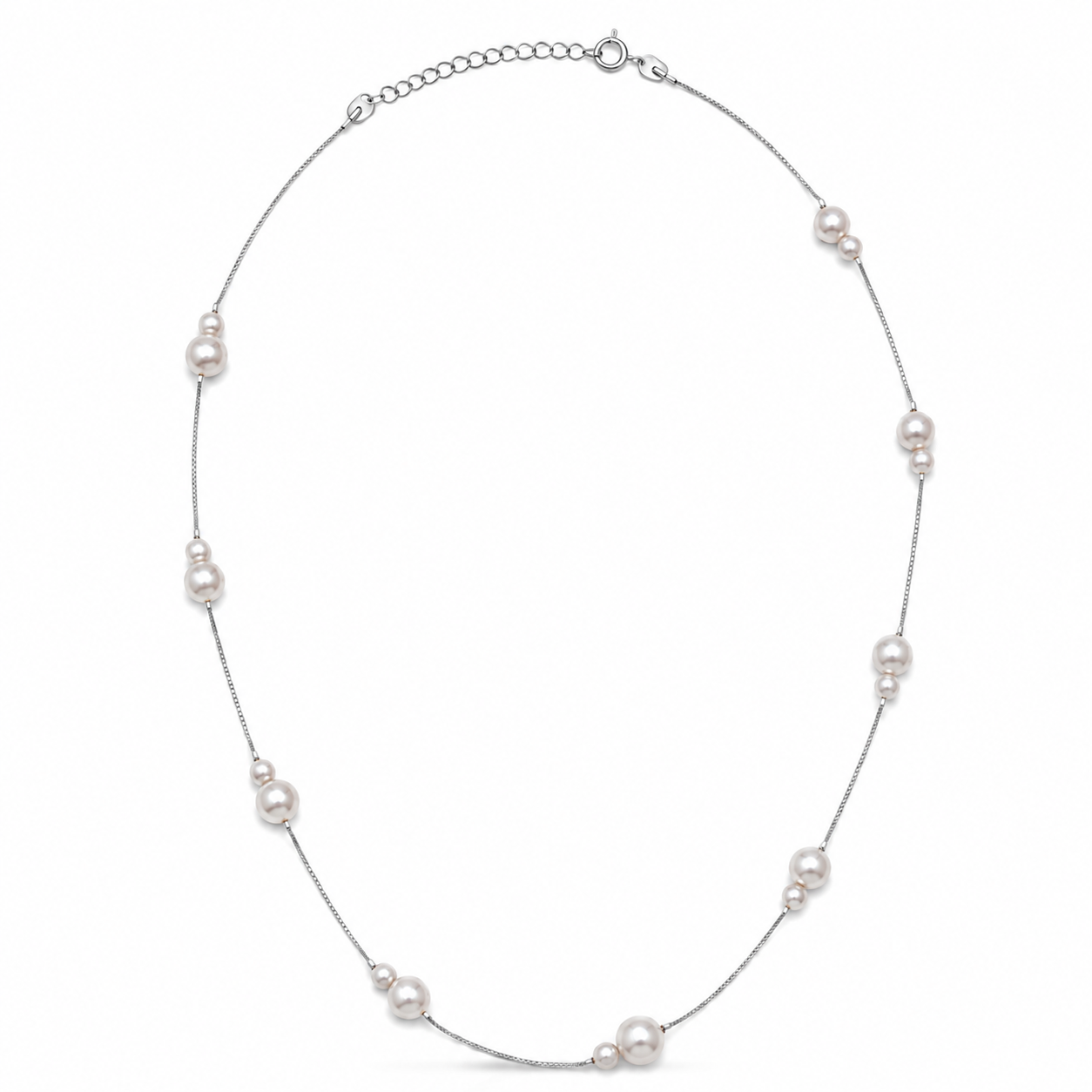 Lustre Line Delicate Pearl Necklace | 925 Silver