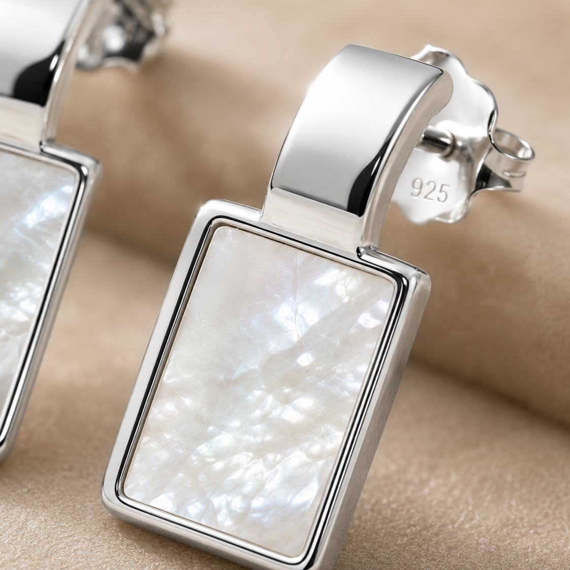 Lustrous Shell Bar Earrings | 925 Silver